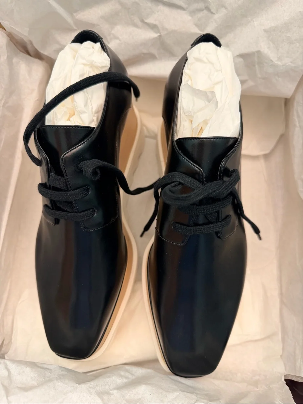Stella McCartney Elyse Platform Lace-Up Shoes with Wood-Effect Sole